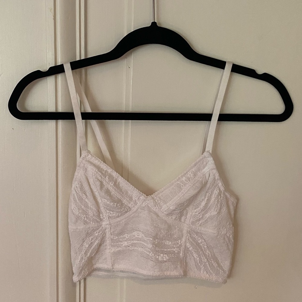 White Free People Intimates Lacey Crop Top Bra Bustier